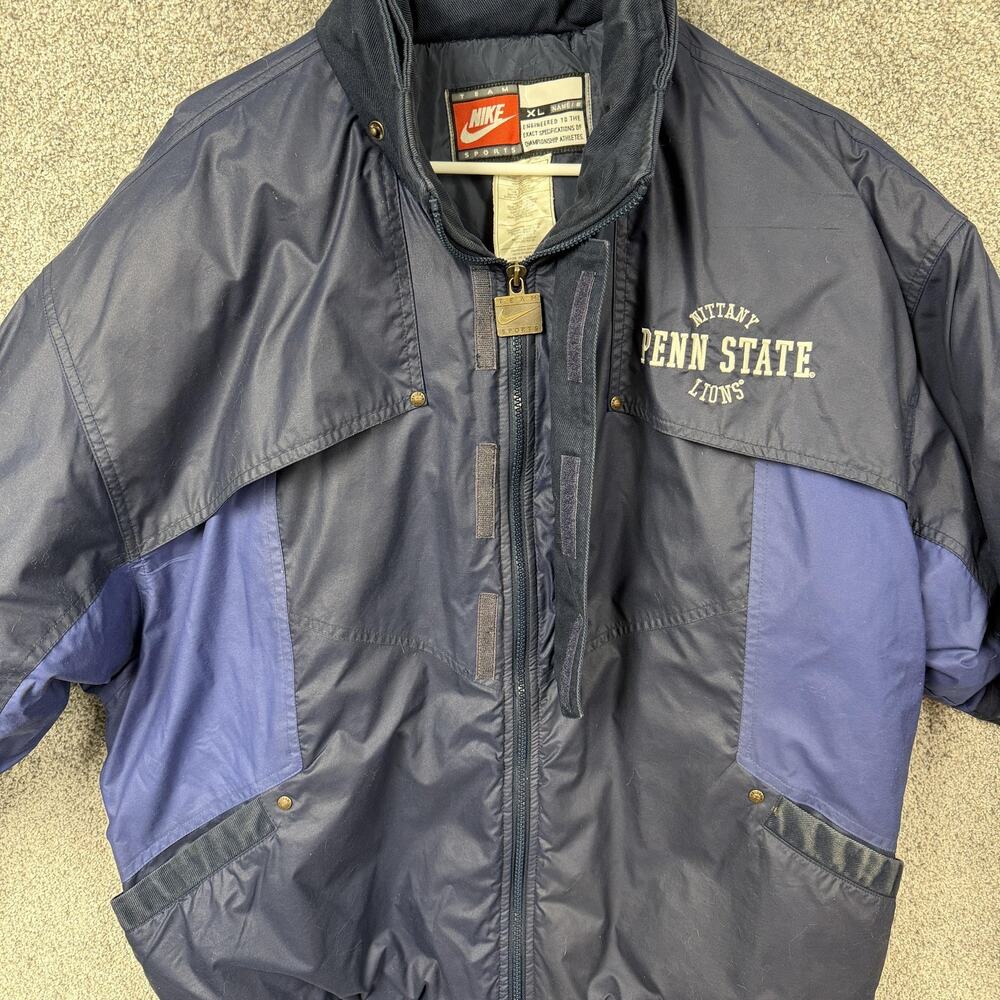 Vintage 90s Penn State Nittany Lions Jacket Mens XL Blue NCAA Football Nike Down